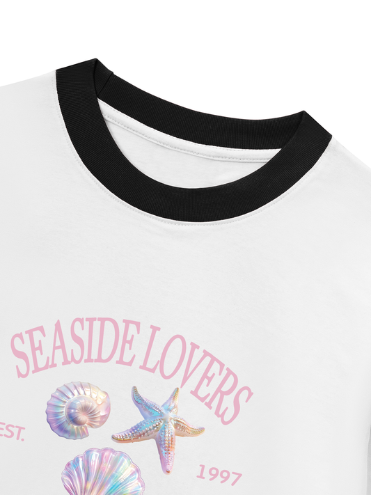 Áo Thun Ringer Relaxed Fit Ocean Hologram Seaside Lover