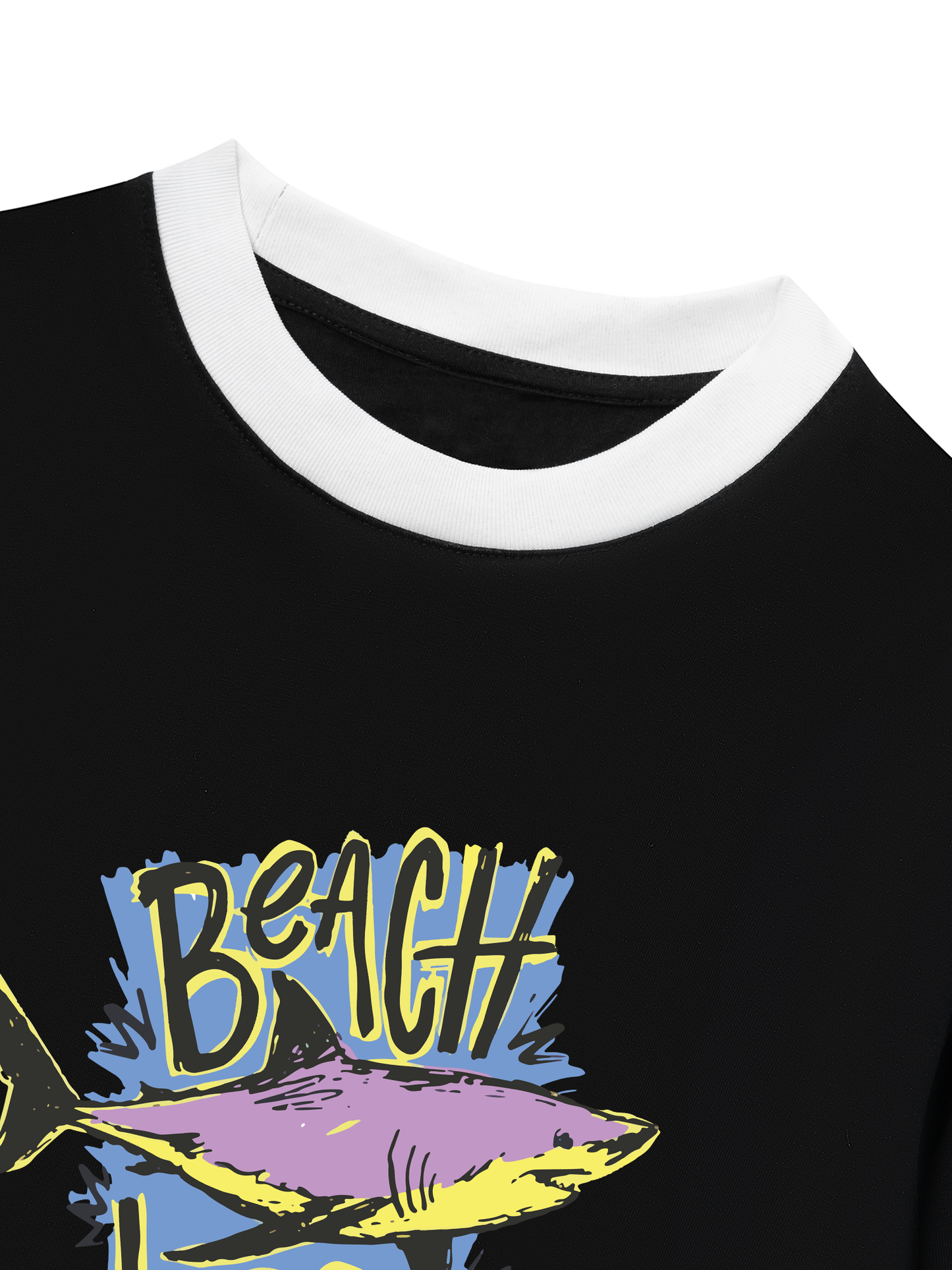 Áo Thun Ringer Relaxed Fit Ocean Beach Vibes Shark
