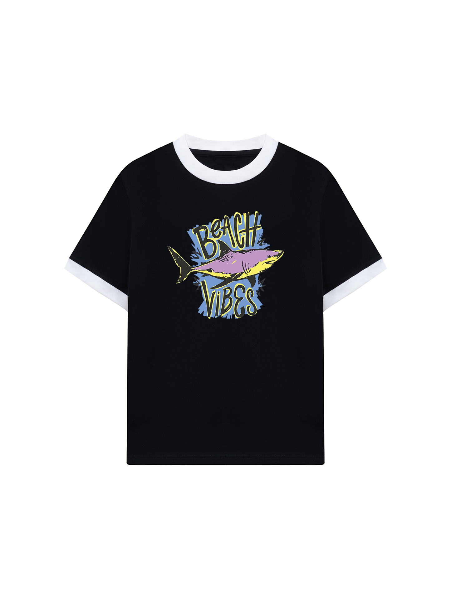 Áo Thun Ringer Relaxed Fit Ocean Beach Vibes Shark
