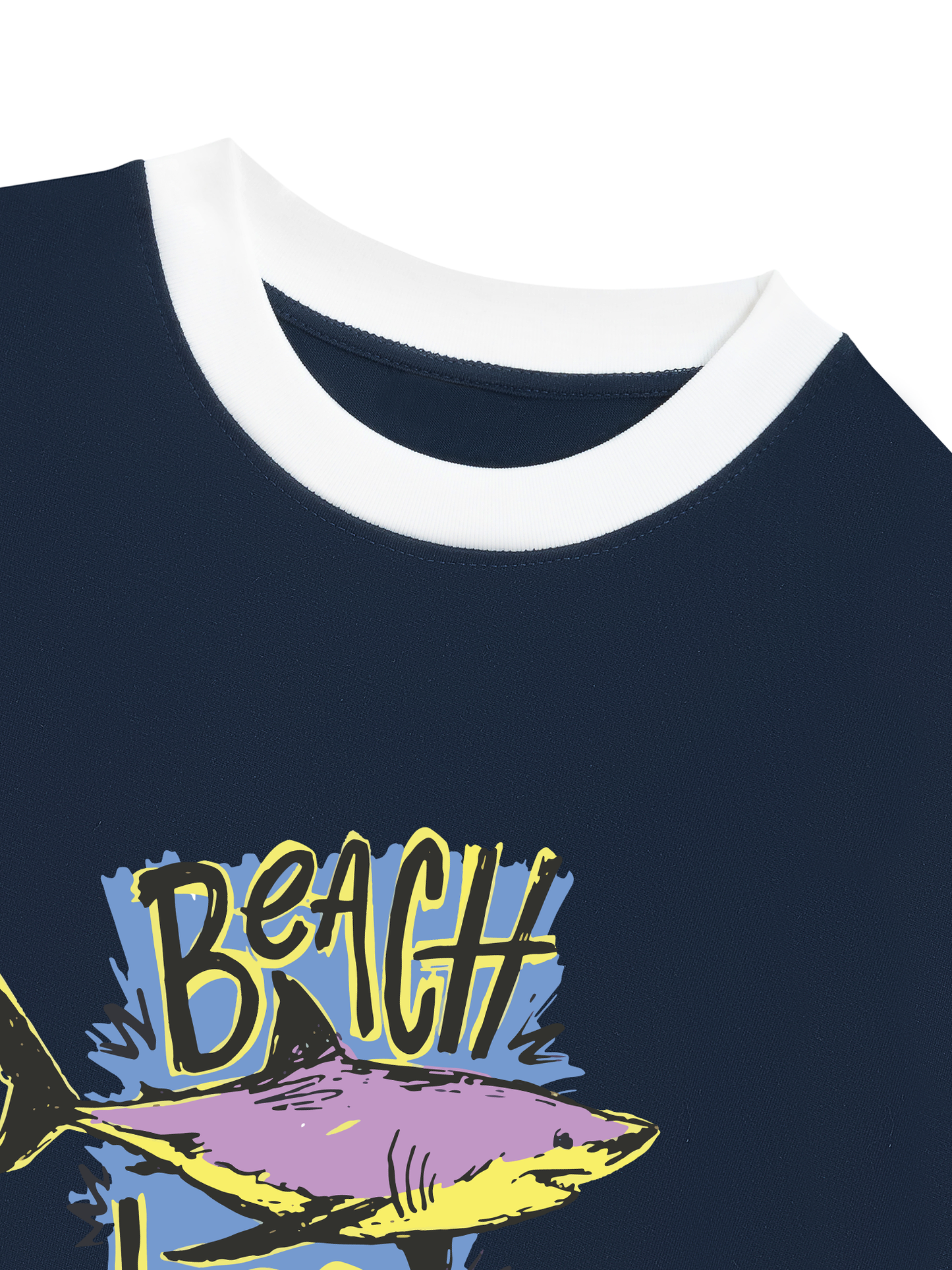 Áo Thun Ringer Relaxed Fit Ocean Beach Vibes Shark