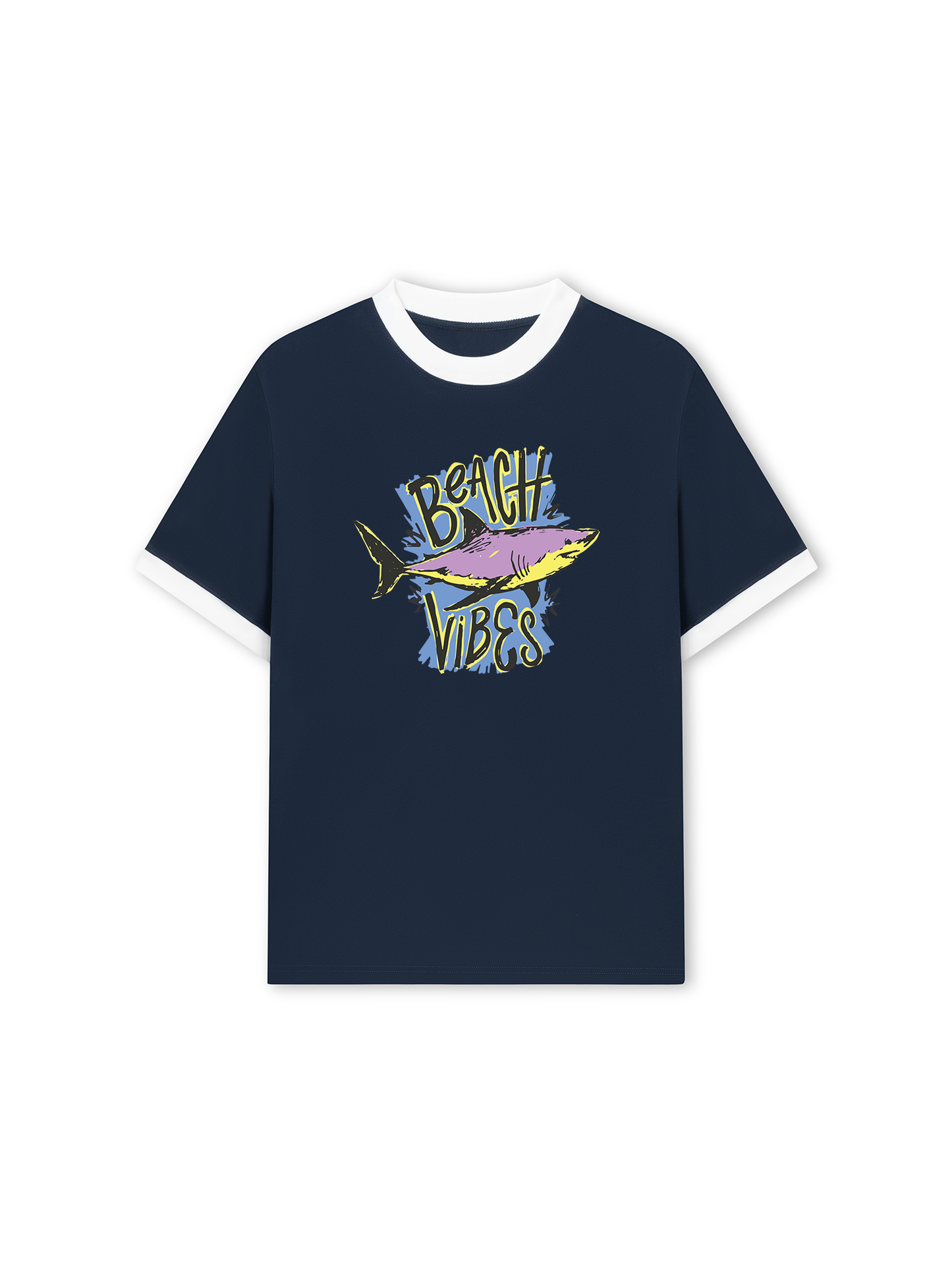 Áo Thun Ringer Relaxed Fit Ocean Beach Vibes Shark