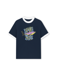 Áo Thun Ringer Relaxed Fit Ocean Beach Vibes Shark