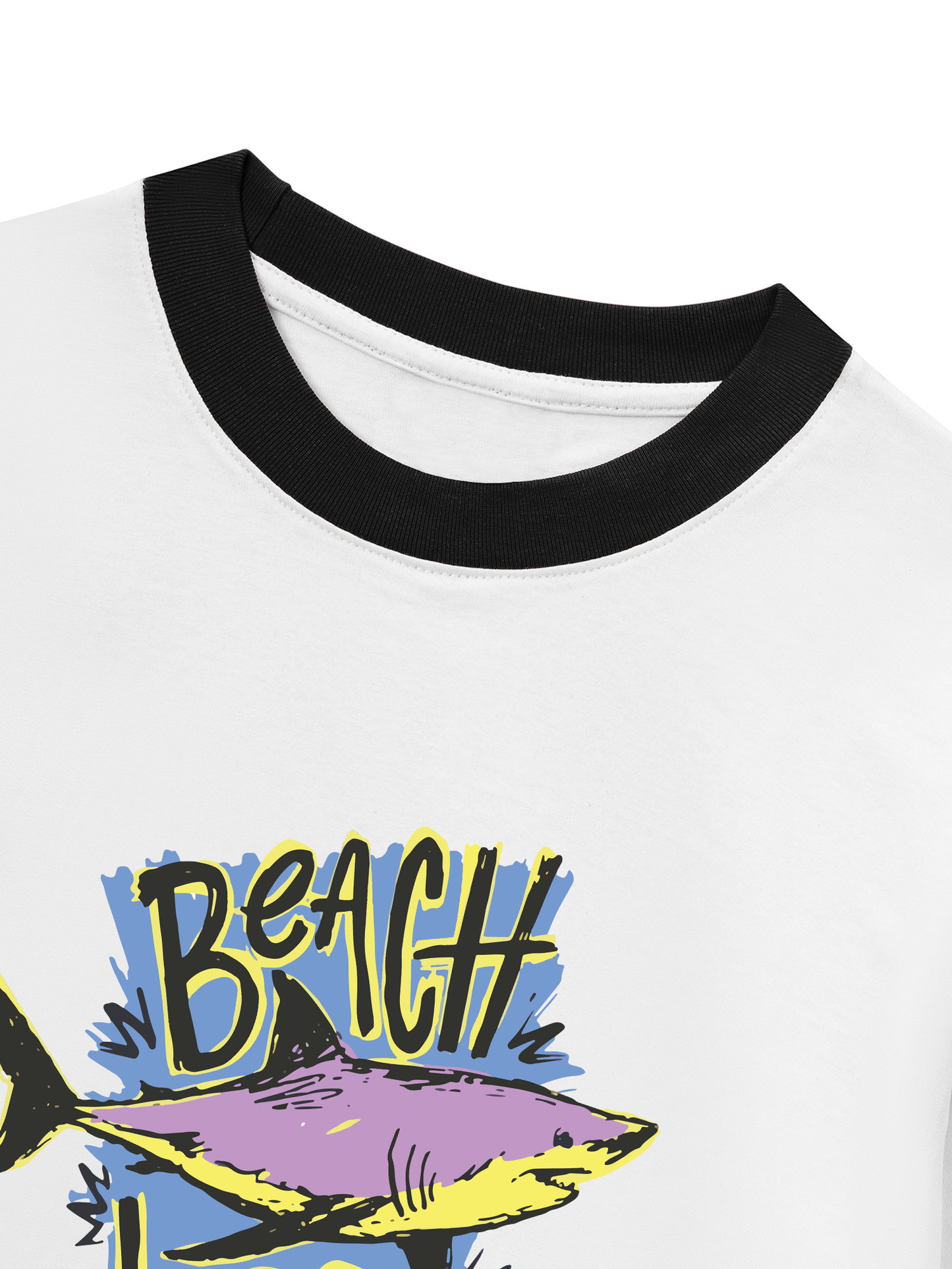Áo Thun Ringer Relaxed Fit Ocean Beach Vibes Shark