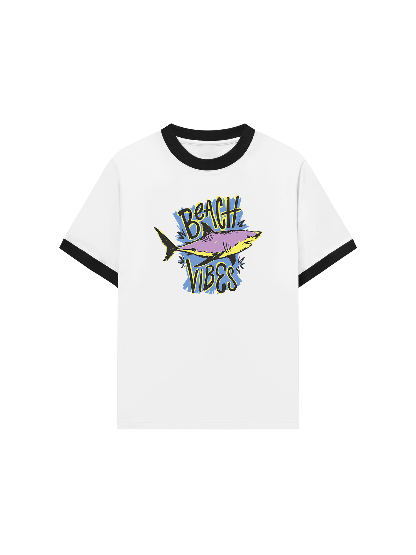 Áo Thun Ringer Relaxed Fit Ocean Beach Vibes Shark