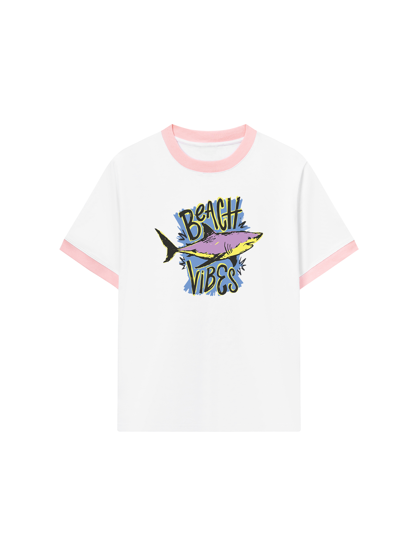 Áo Thun Ringer Relaxed Fit Ocean Beach Vibes Shark