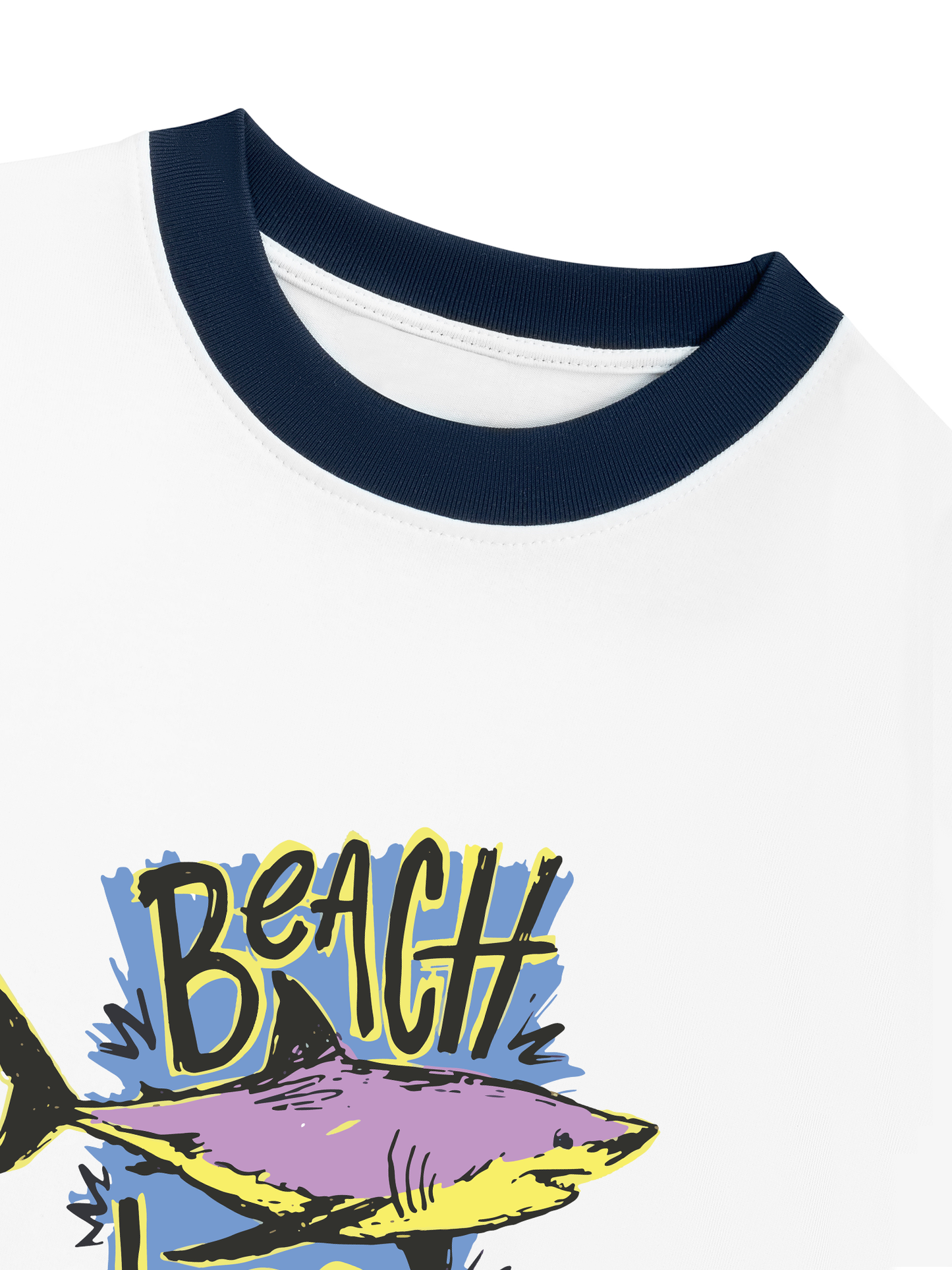 Áo Thun Ringer Relaxed Fit Ocean Beach Vibes Shark