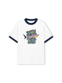 Áo Thun Ringer Relaxed Fit Ocean Beach Vibes Shark