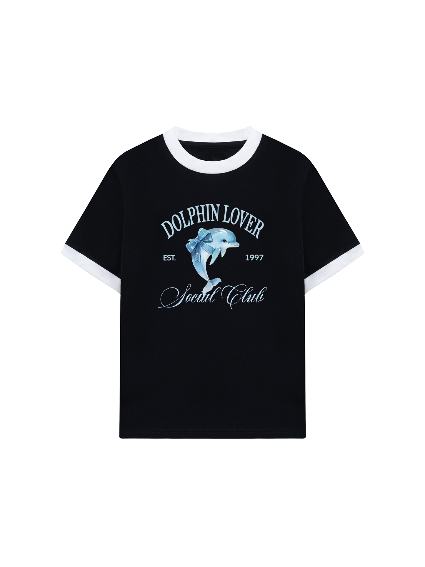 Áo Thun Ringer Relaxed Fit Ocean Dolphin Lover
