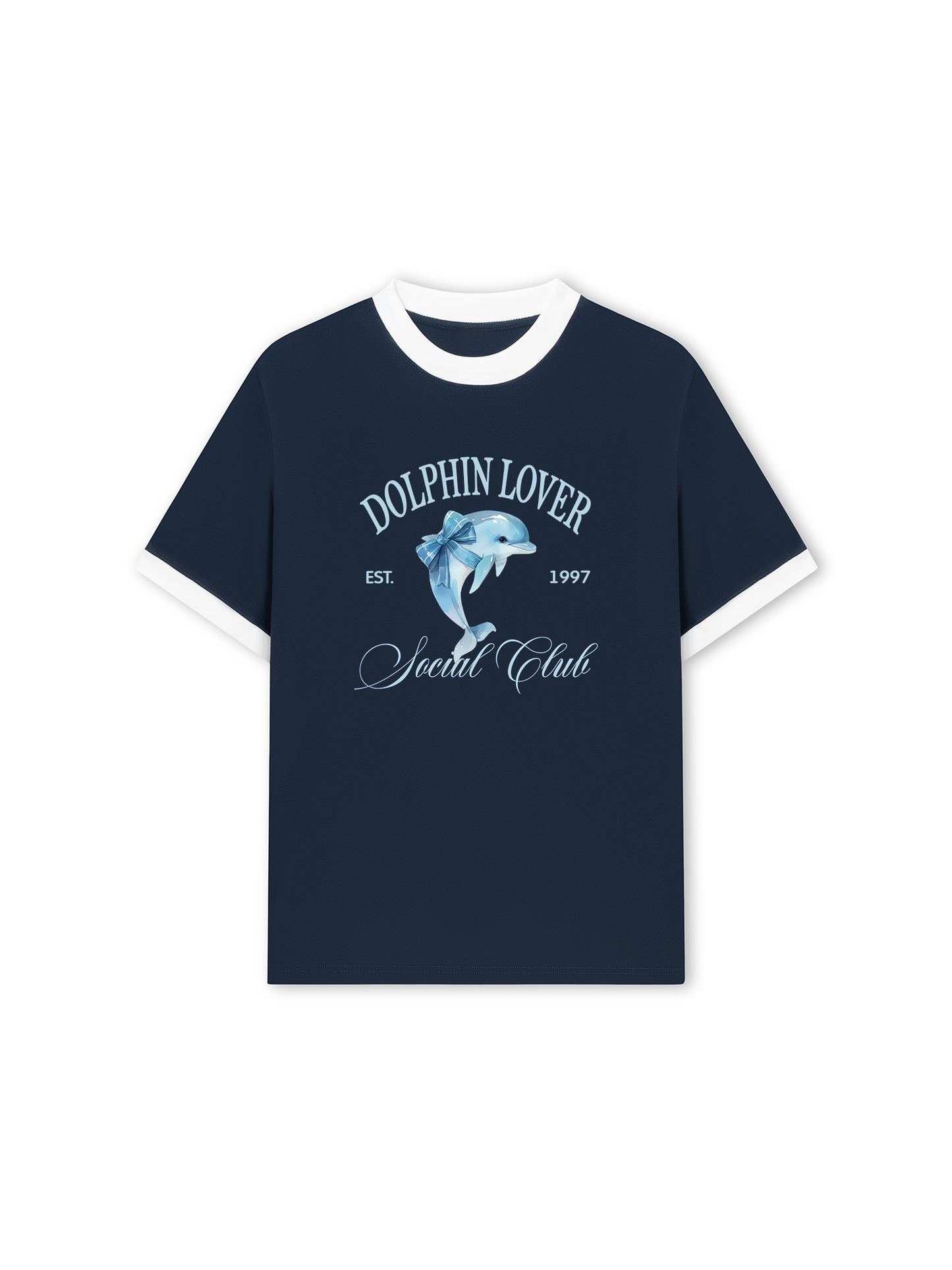 Áo Thun Ringer Relaxed Fit Ocean Dolphin Lover