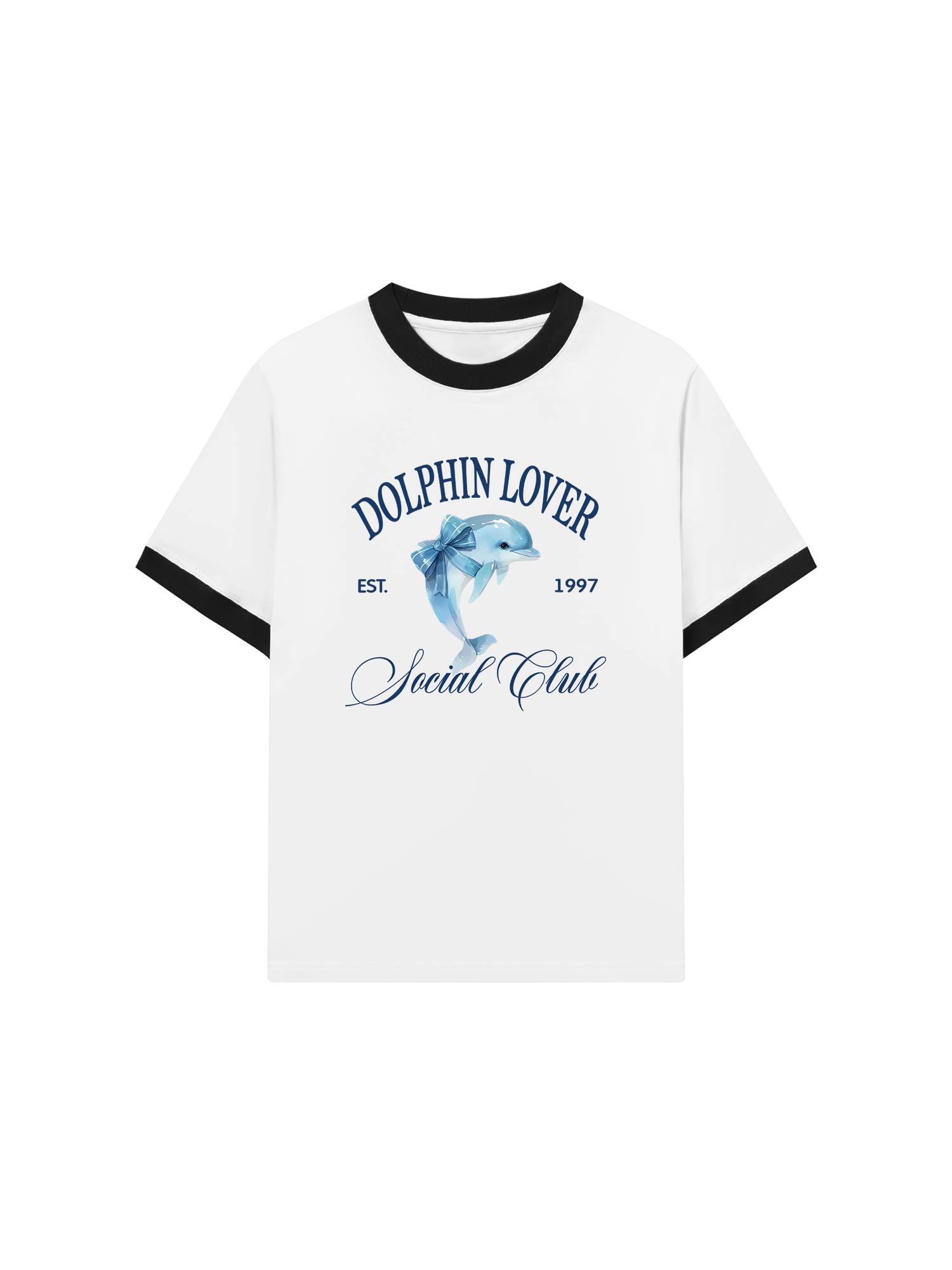 Áo Thun Ringer Relaxed Fit Ocean Dolphin Lover