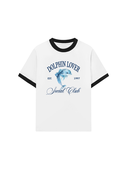 Áo Thun Ringer Relaxed Fit Ocean Dolphin Lover