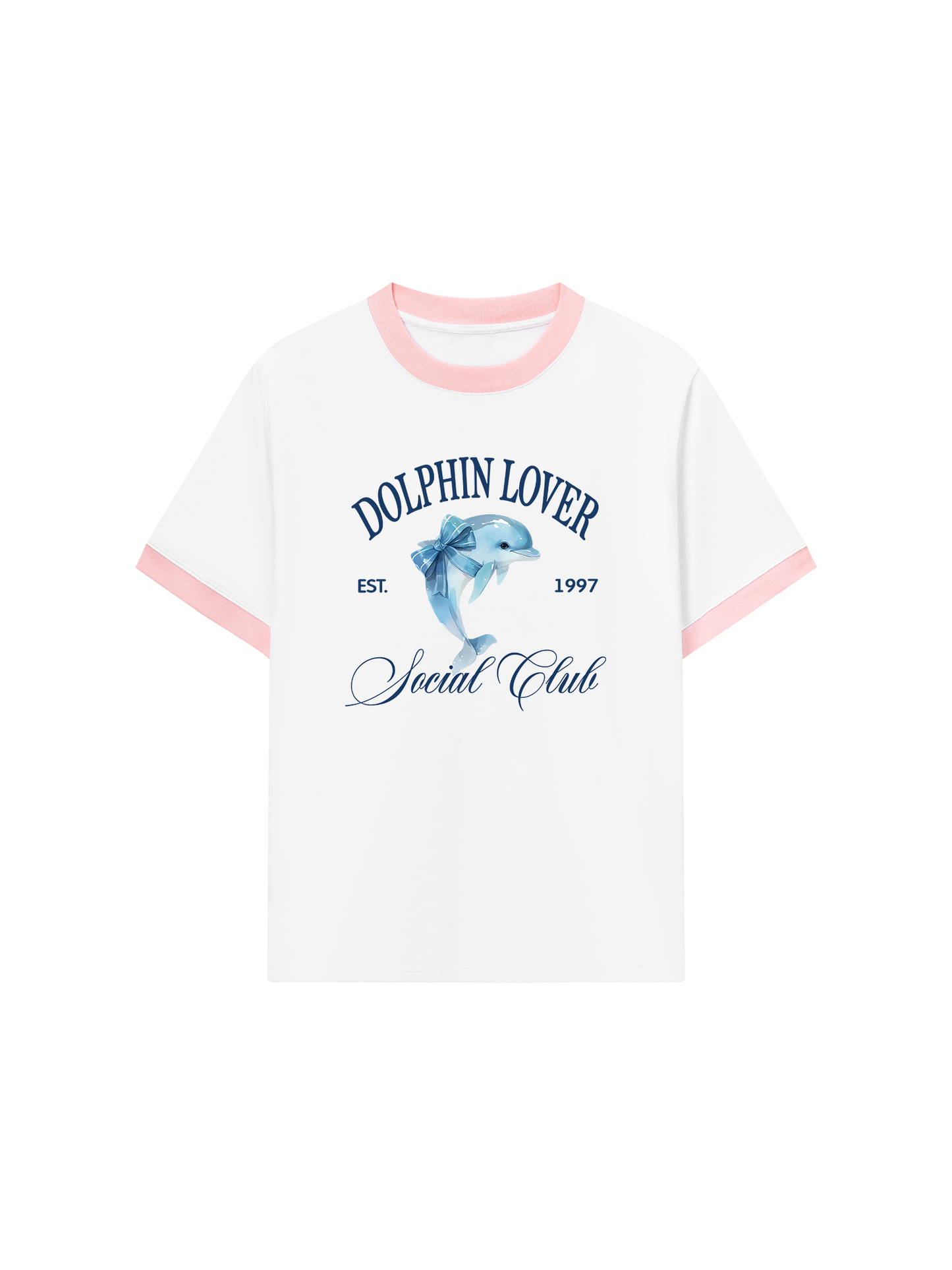 Áo Thun Ringer Relaxed Fit Ocean Dolphin Lover