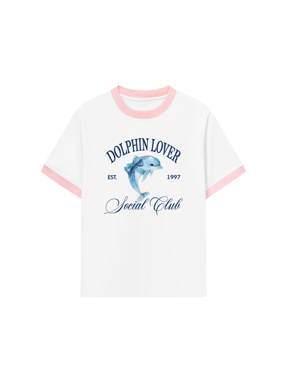 Áo Thun Ringer Relaxed Fit Ocean Dolphin Lover
