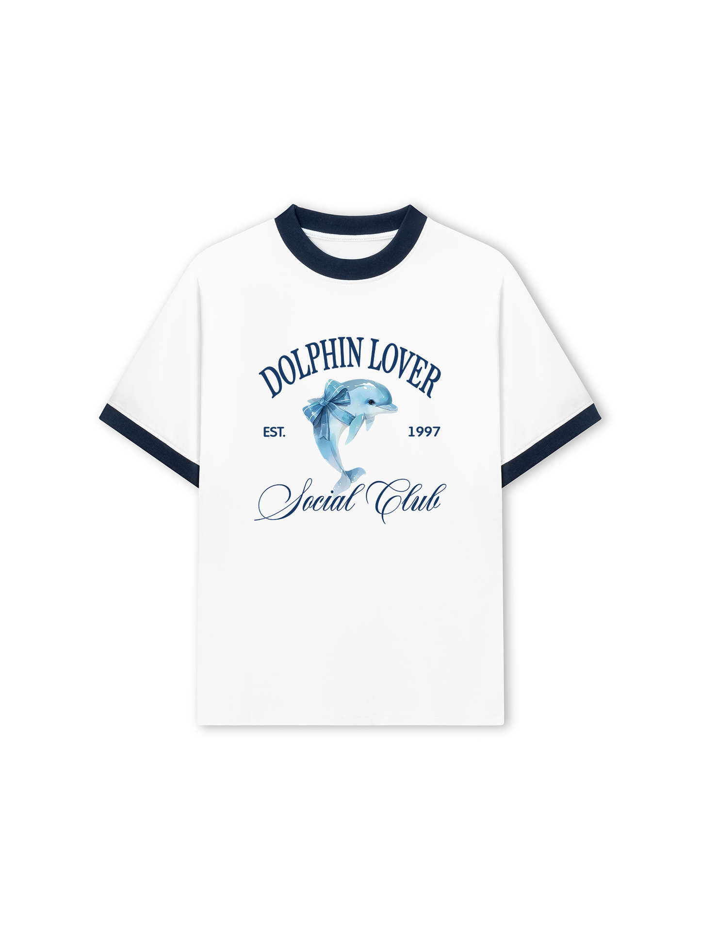 Áo Thun Ringer Relaxed Fit Ocean Dolphin Lover