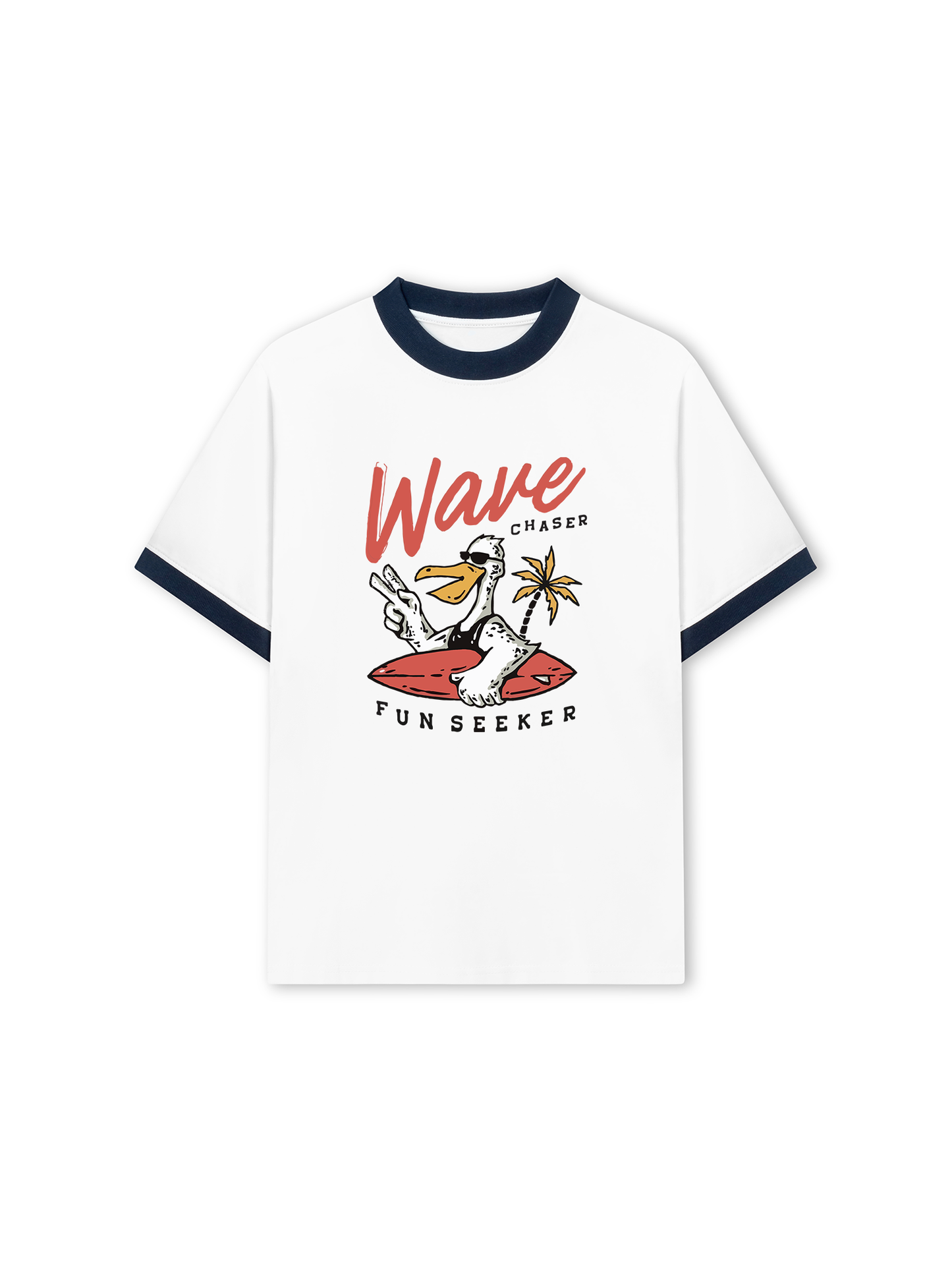 Áo Thun Ringer Relaxed Fit Ocean Duck Waves