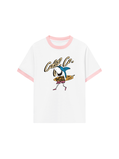 Áo Thun Ringer Relaxed Fit Ocean Shark Surf