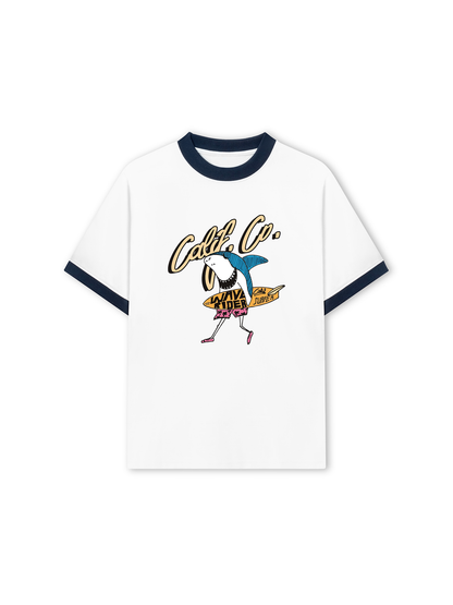 Áo Thun Ringer Relaxed Fit Ocean Shark Surf