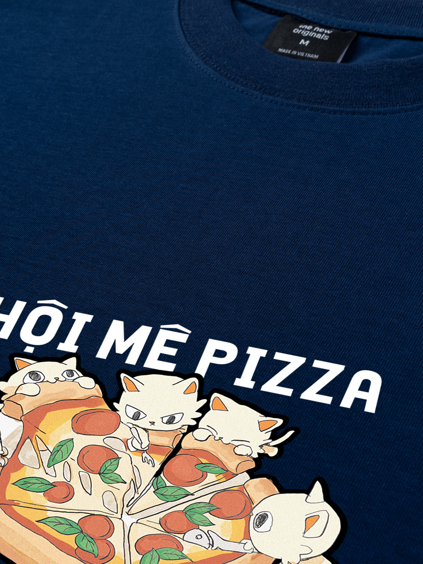 Áo Thun Relaxed Fit Hội Mèo Mê Pizza