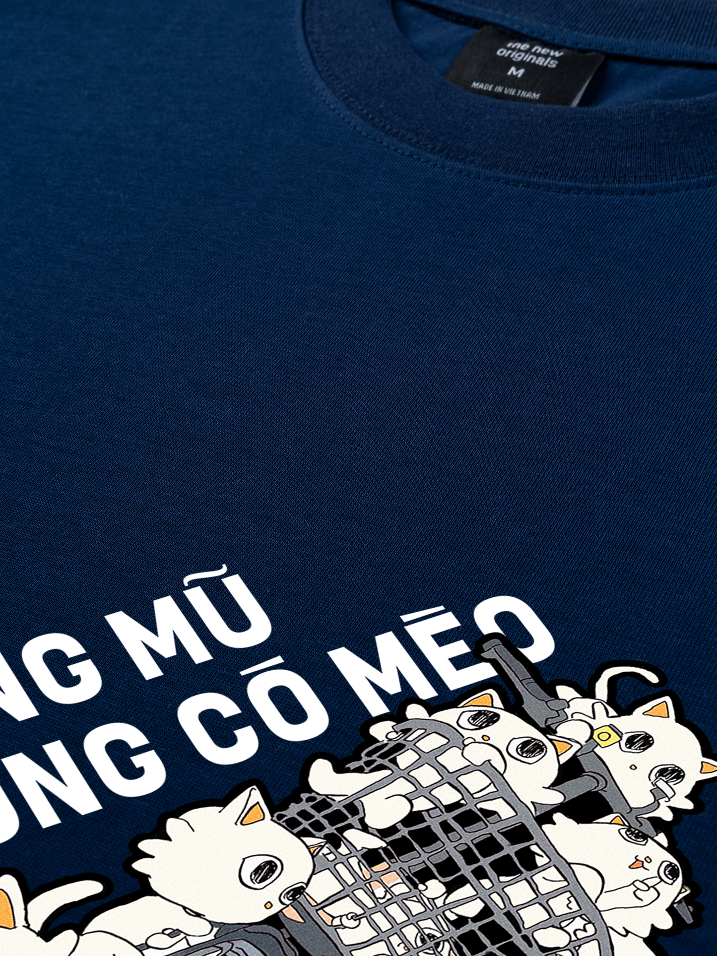 Áo Thun Relaxed Fit Hội Mèo Không Mũ