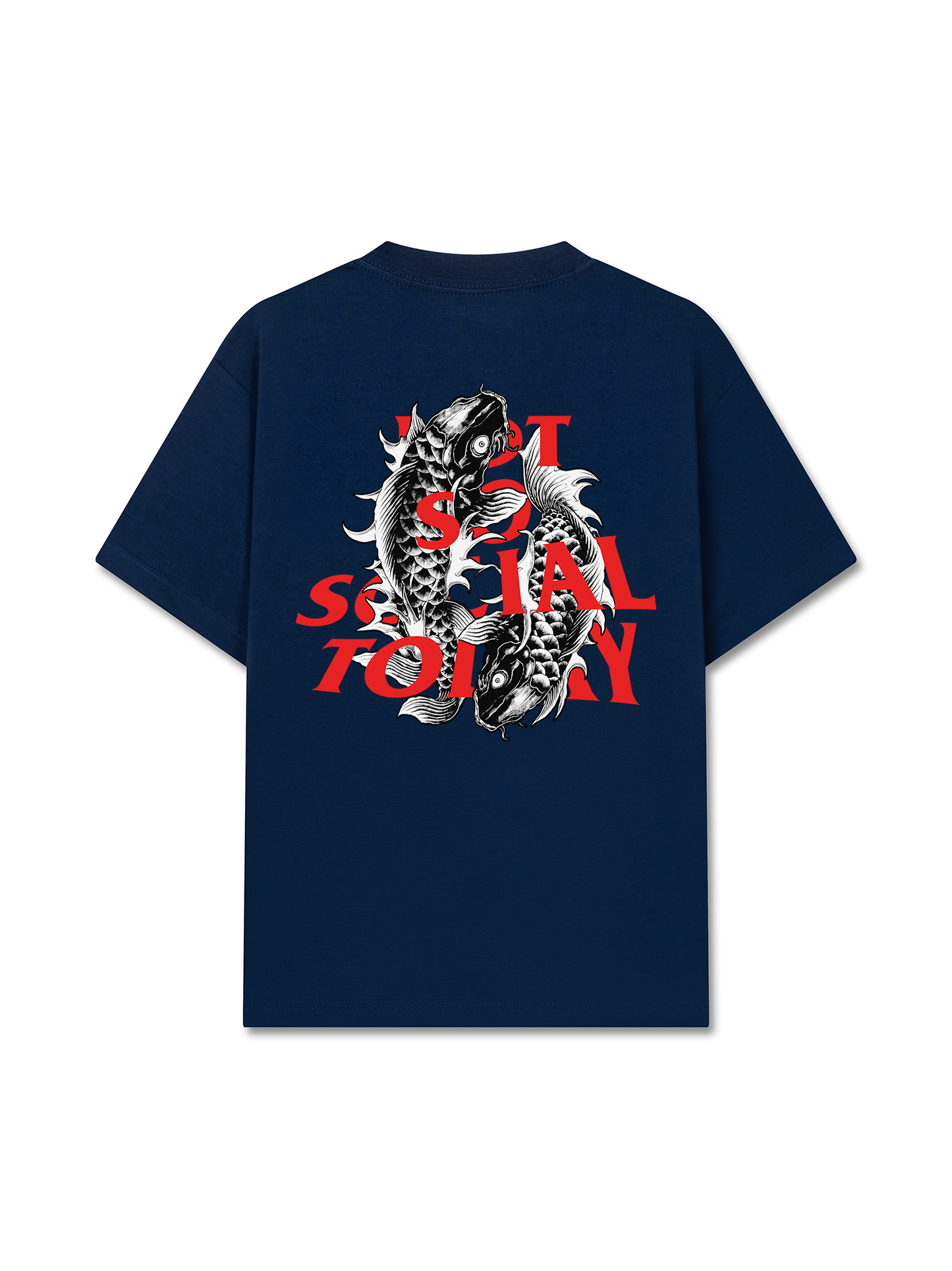 Áo Thun Relaxed Fit Not So Social Today Dark Koi Harmony