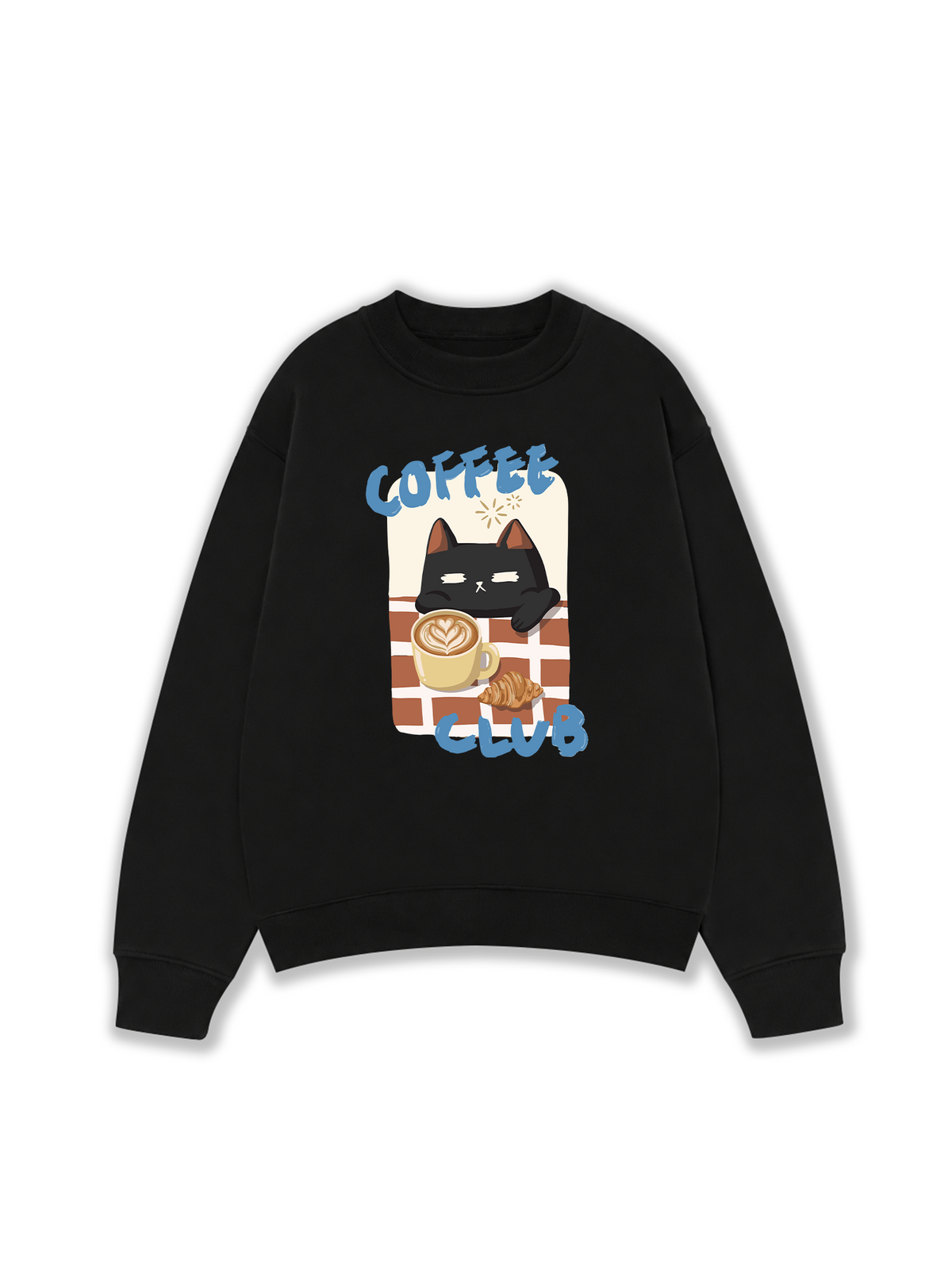 Áo Sweater Nỉ Hai Da Coffee Club Black Cat