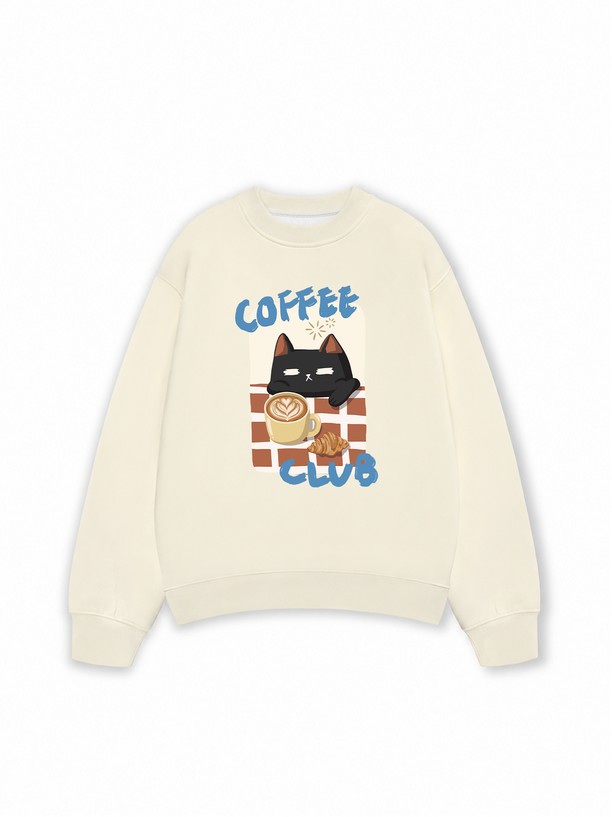 Áo Sweater Nỉ Hai Da Coffee Club Black Cat