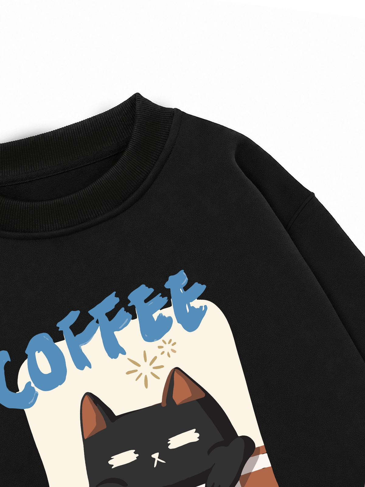 Áo Sweater Nỉ Hai Da Coffee Club Black Cat