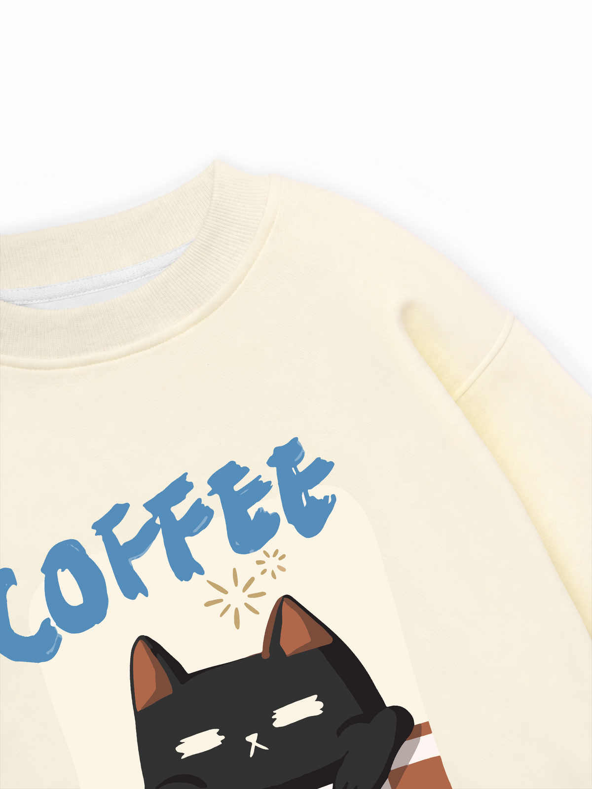 Áo Sweater Nỉ Hai Da Coffee Club Black Cat