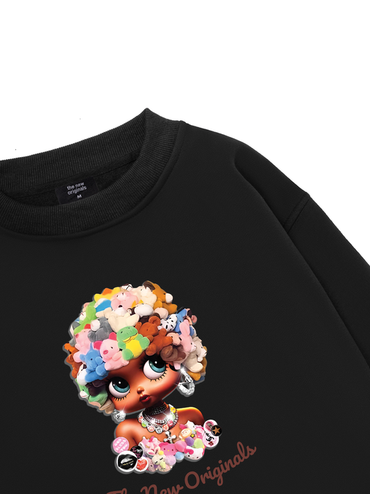 Colorful Plush Doll Head Cover Cartoon girl Sweater