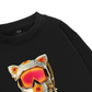 Functional Cat-ear Cap Black Sweater