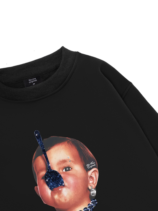 Funny spoon-covered face boy Sweater