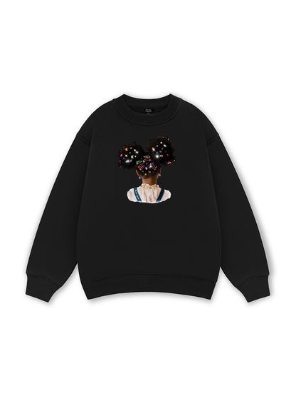 Colorful Diamond Hairpin Afro Girl Sweater