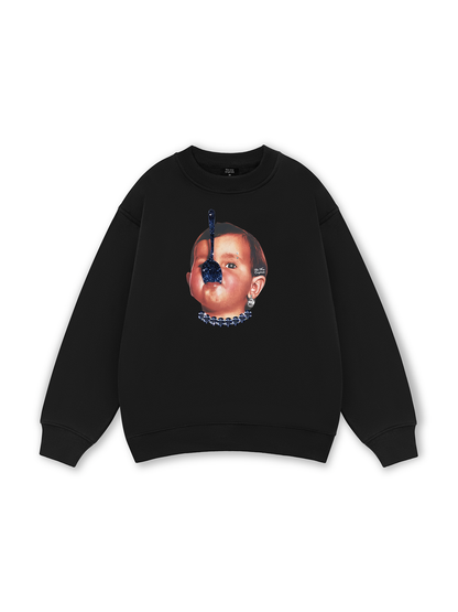 Funny spoon-covered face boy Sweater