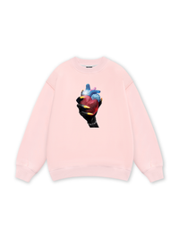 Handheld colorful rhinestone art heart Sweater