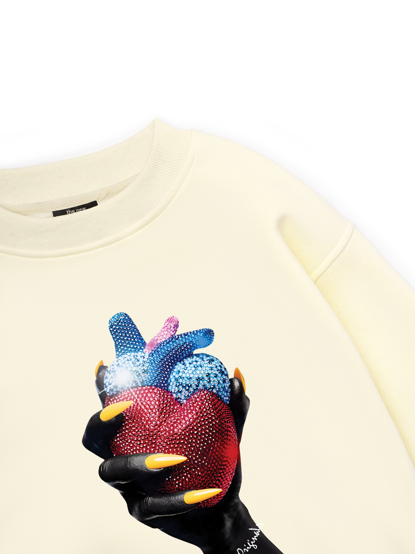 Handheld colorful rhinestone art heart Sweater