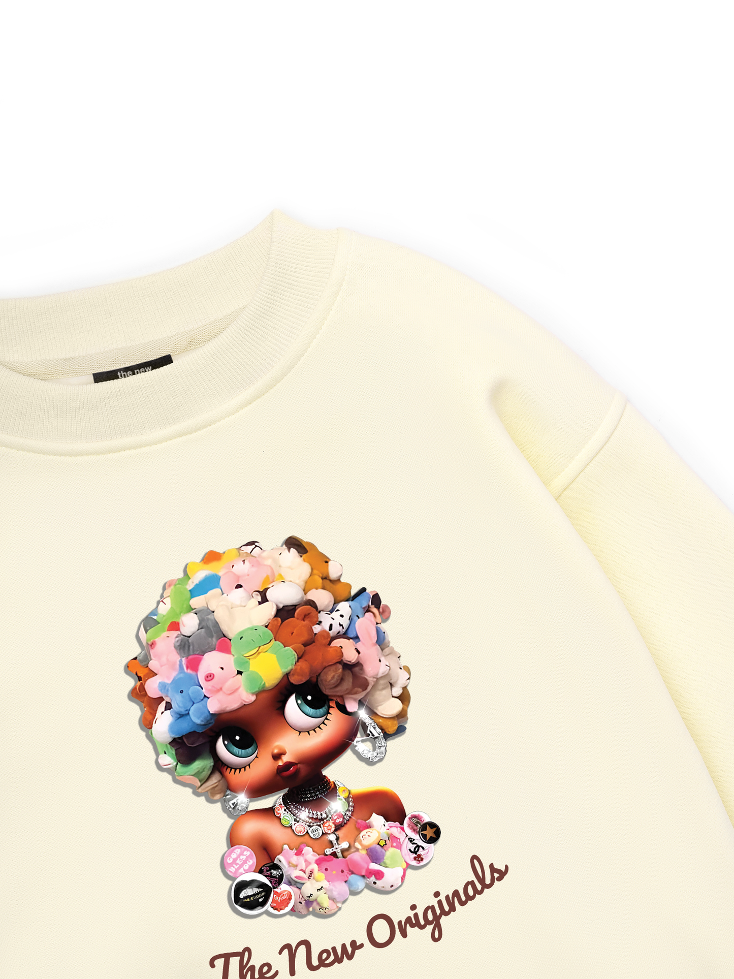 Colorful Plush Doll Head Cover Cartoon girl Sweater