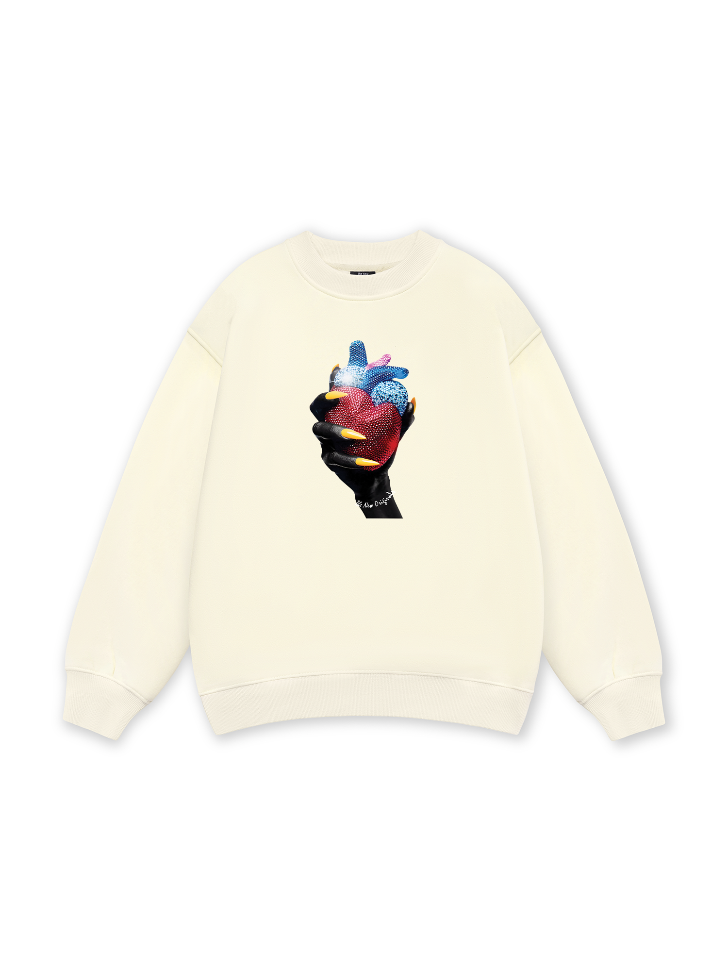 Handheld colorful rhinestone art heart Sweater