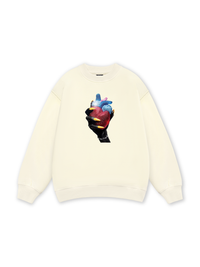 Handheld colorful rhinestone art heart Sweater