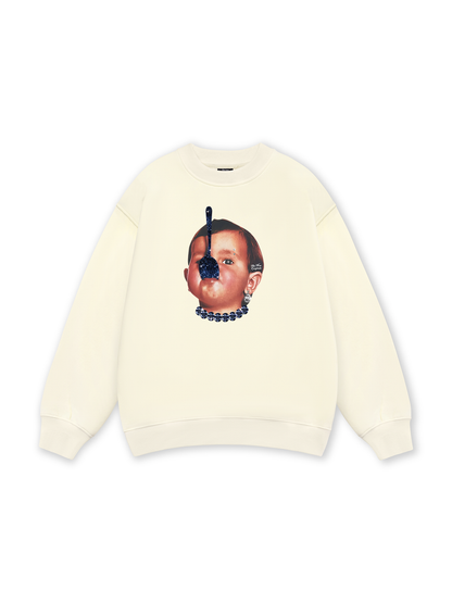 Funny spoon-covered face boy Sweater