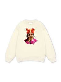 Jewel Ring & Orange Kitty Cap Wash Sweater