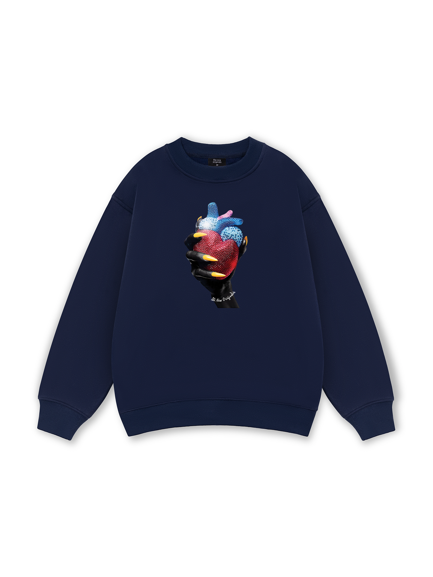 Handheld colorful rhinestone art heart Sweater
