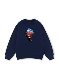 Handheld colorful rhinestone art heart Sweater