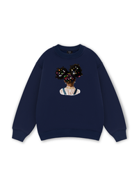 Colorful Diamond Hairpin Afro Girl Sweater
