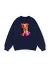 Jewel Ring & Orange Kitty Cap Wash Sweater