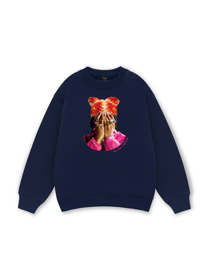 Jewel Ring & Orange Kitty Cap Wash Sweater