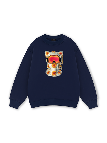 Functional Cat-ear Cap Black Sweater