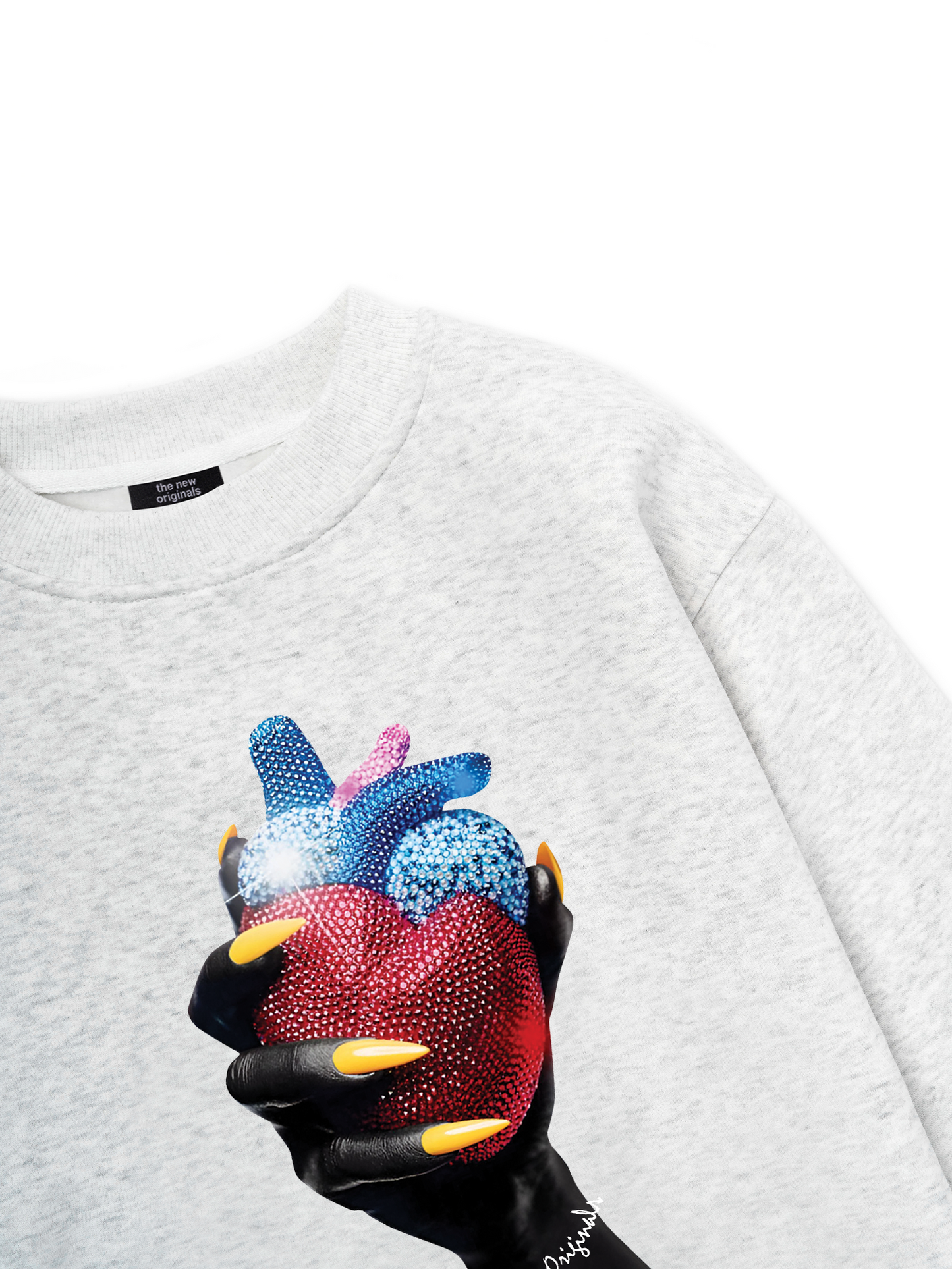 Handheld colorful rhinestone art heart Sweater