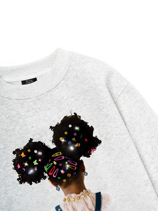 Colorful Diamond Hairpin Afro Girl Sweater