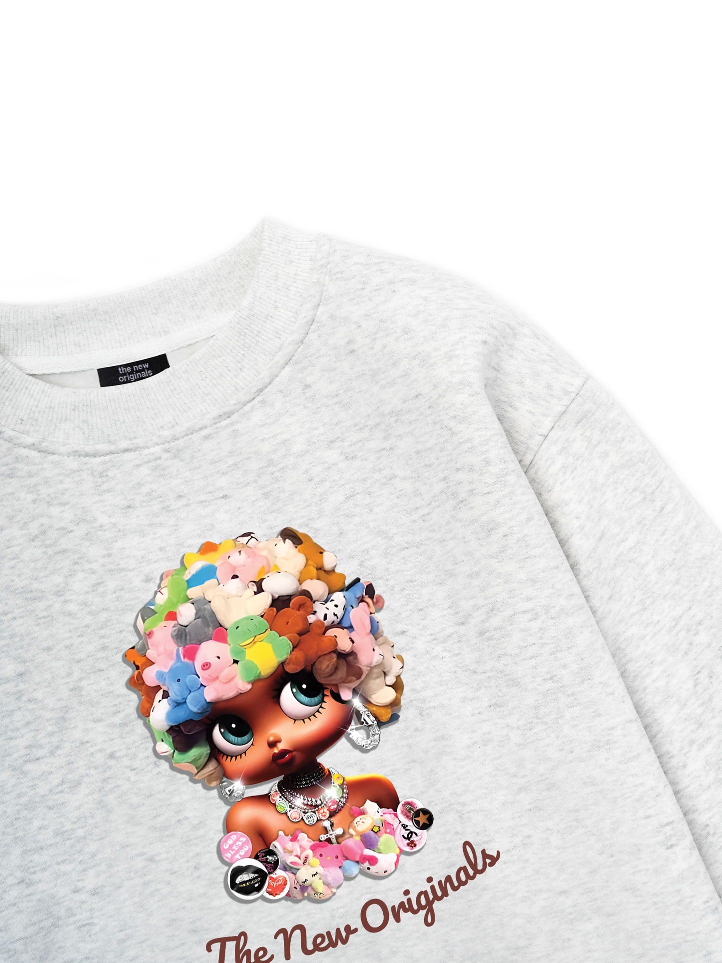 Colorful Plush Doll Head Cover Cartoon girl Sweater