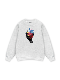 Handheld colorful rhinestone art heart Sweater